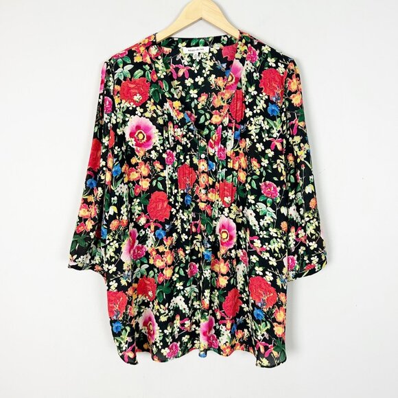 Rose + Olive Tops - Rose + Olive Colorful Floral Popover Top Flowy Romantic Feminine Size 2X Women's